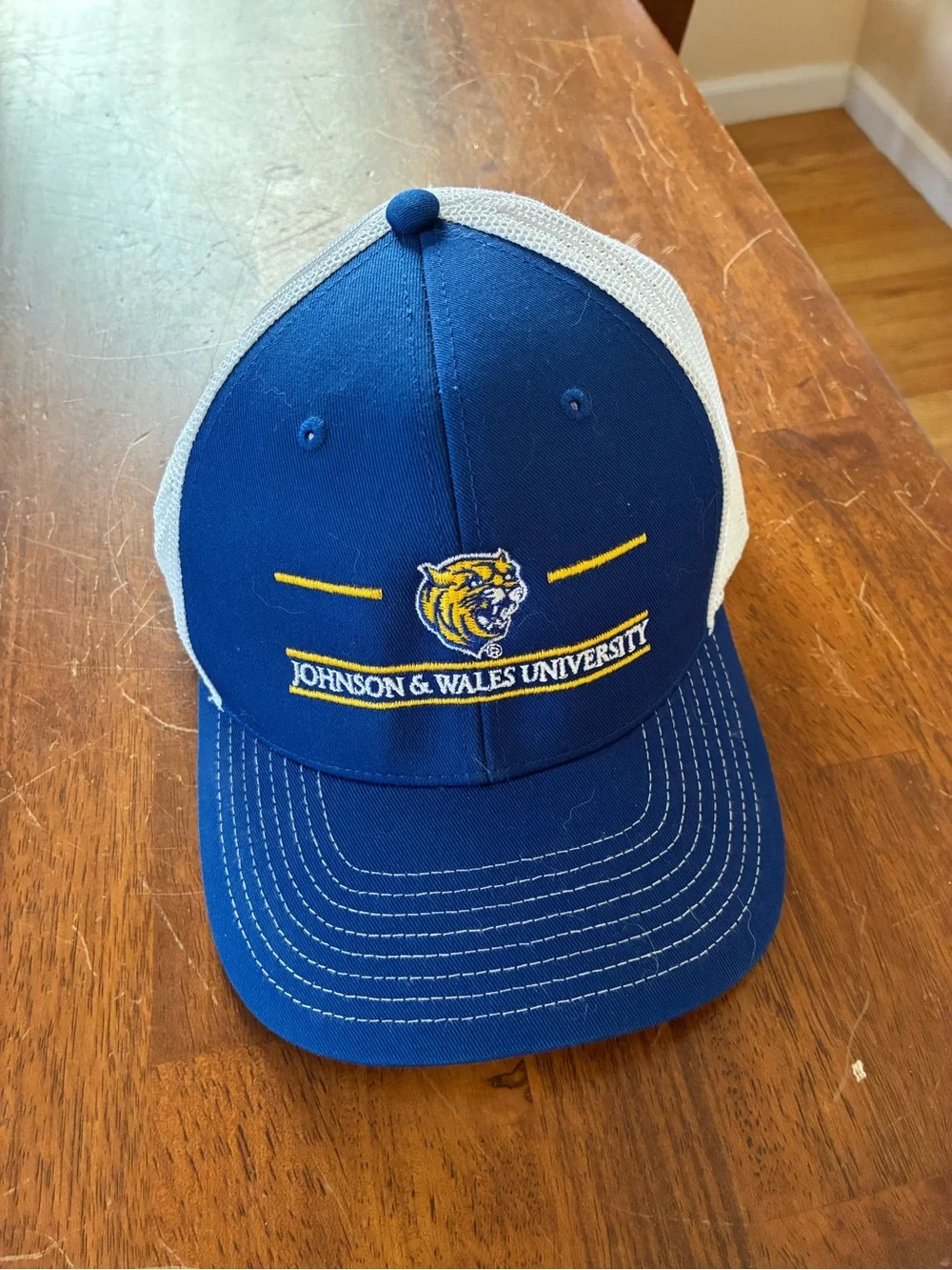 Mens Johnson and Wales Blue Trucker Cap